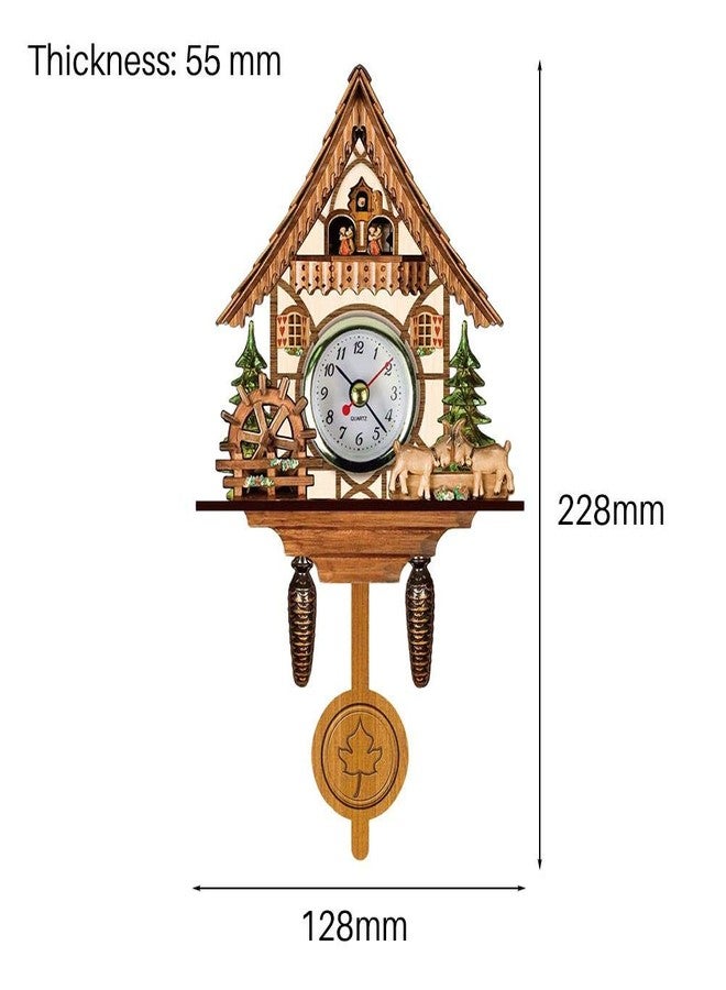 Gazaar Cuckoo Clock Antique Wooden Cuckoo Birdhouse Wall Clock Home Decor Hanging Cuckoo Clock Auto Swing Pendulum Home Decor, Antique Wooden Pendulum Quartz Wall Clock (CM005) - Image 5